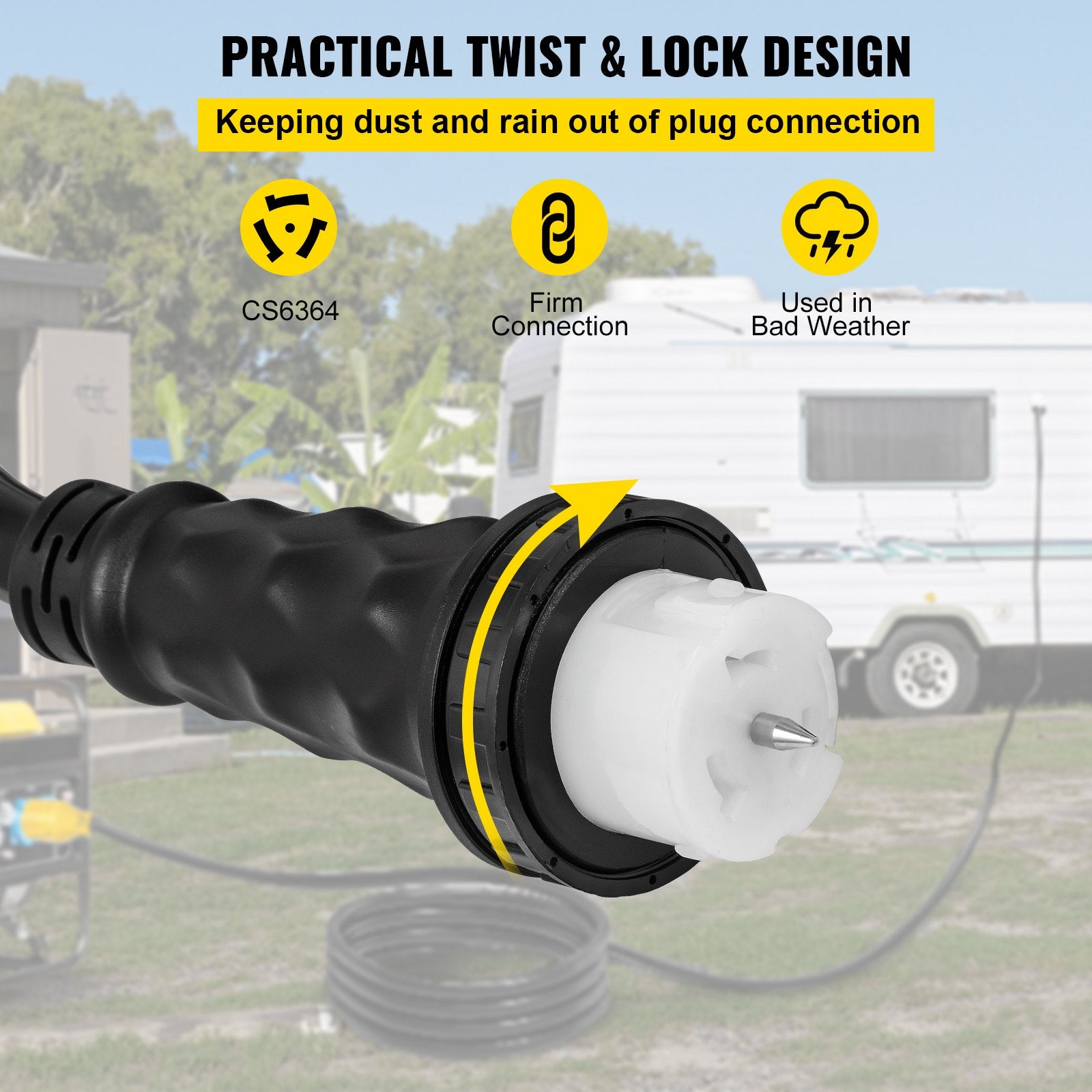 25Ft 50 Amp Generator Extension Cord STW 6/3 + 8/1 Generator Cord 125V 250V Generator Power Cord N14-50P & SS2-50R & CS6364 Twist Lock Connectors